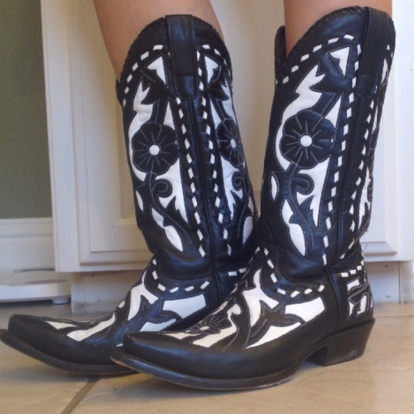 Lane black/white women's cowboy/western boot