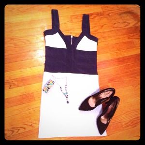 Light and dark blue Sleeveless Bandage Dress, XS