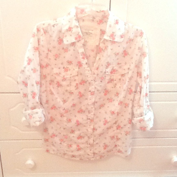 Floral three quarter button down