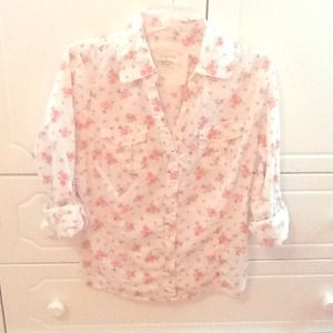 Floral three quarter button down