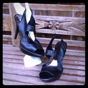 Sexy black cutout platform heels