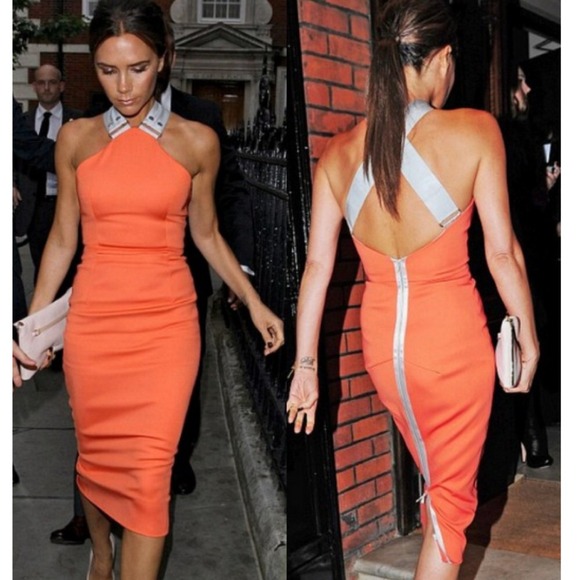 Victoria Beckham Tangerine Stretch Dress inspired
