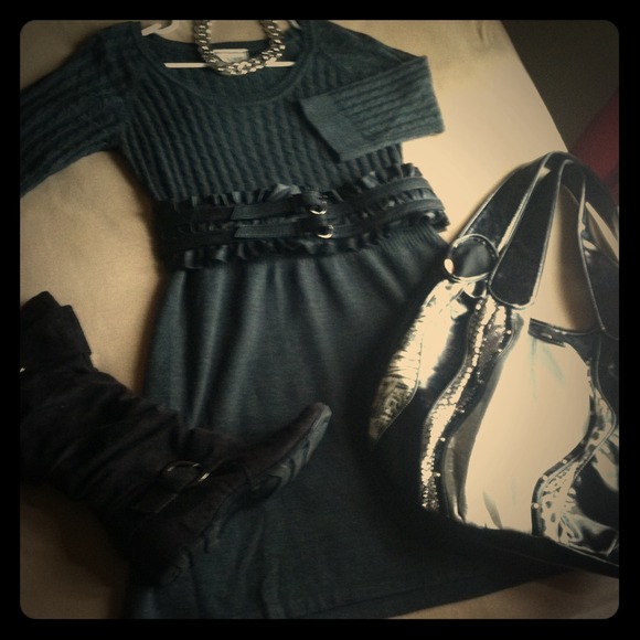 Grey sweater dress