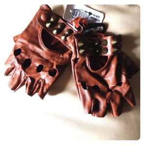 Real leather fingerless gloves