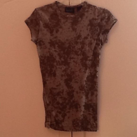 Brown and grey partial sheer tee