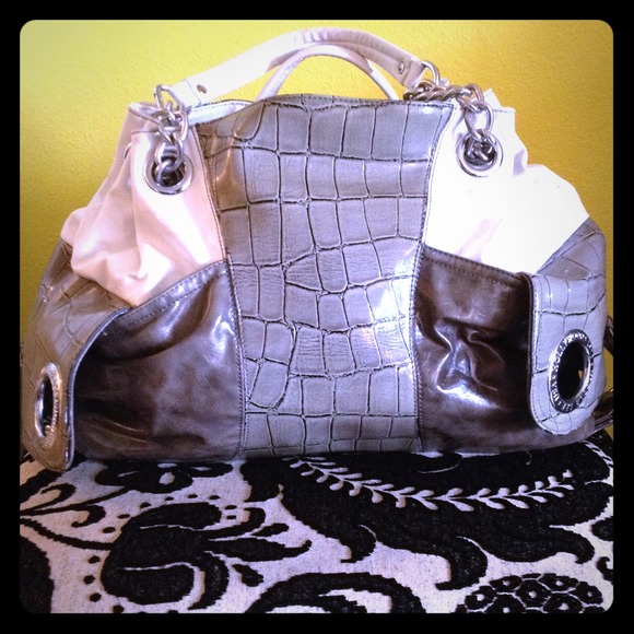 Gray and white Nicole Lee Handbag