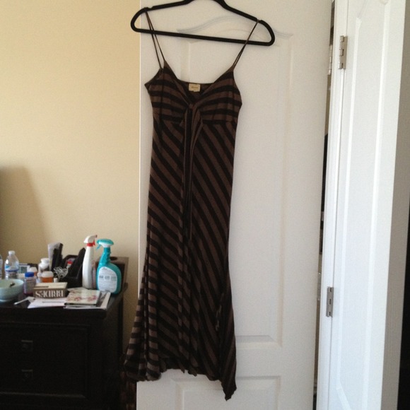 Ella Moss stripe medi dress in brown