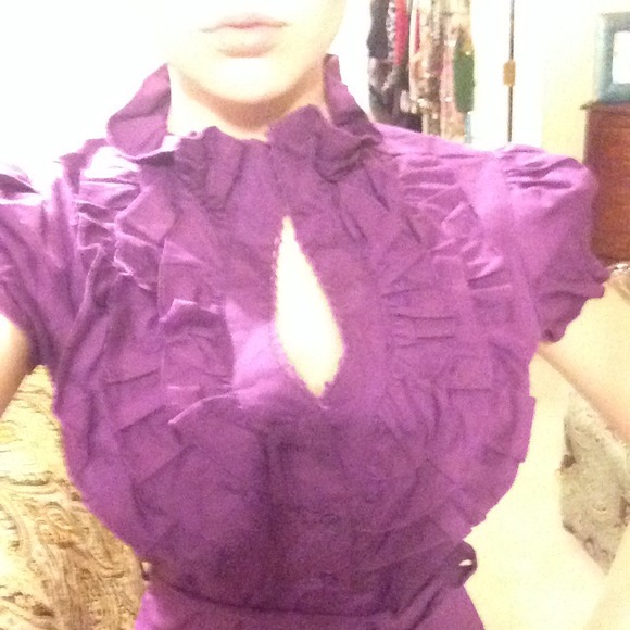 FINAL SALE🎉HP🎉 The Perfect Purple Ruffled Top - Picture 4 of 4