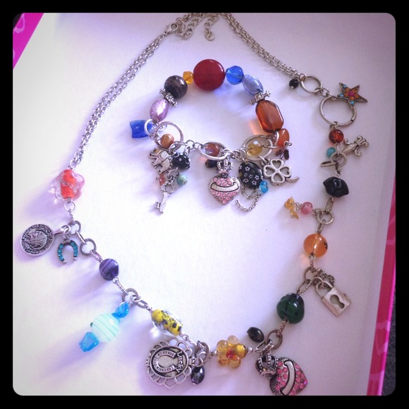 Set of necklace and bracelet. Bundle