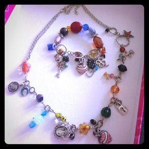 Set of necklace and bracelet. Bundle