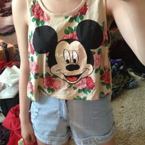 Mickey Mouse floral tank