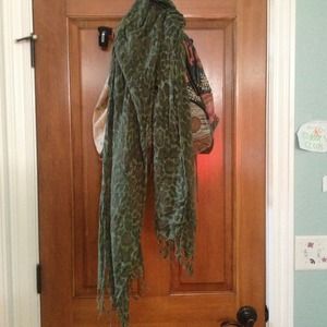 Green army leopard scarf