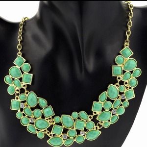 Green statement necklace. jcrew Inspired