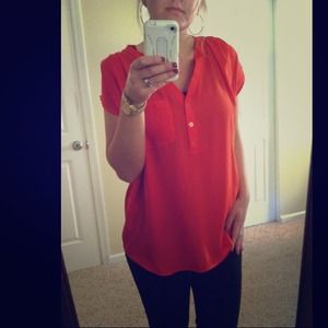 **Sold in bundle!** Tangerine silk blouse