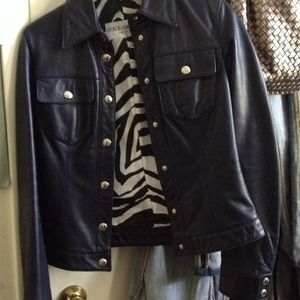 SHARING Dolce & Gabbana dark blue leather jacket