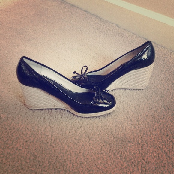 Coach patent leather wedges