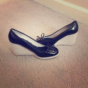 Coach patent leather wedges