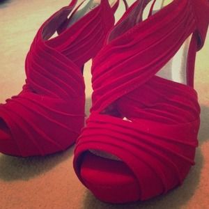Red high heels.