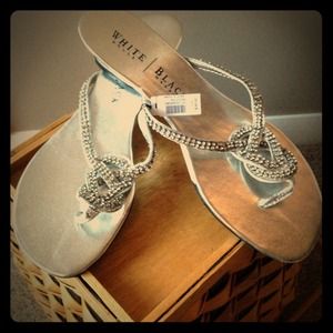 White House/Black Market silver beaded sandal