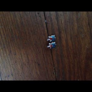 Silver and turquoise turtle earrings