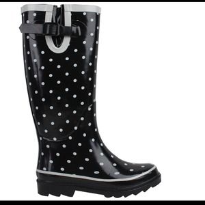 black & white polka dot rain boots BRAND NEW