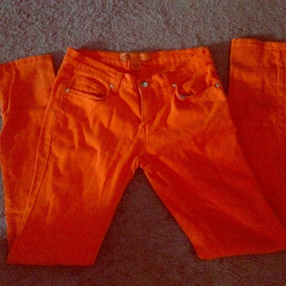 Orange skinny jeans