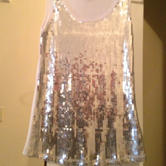 Sequin white tank top