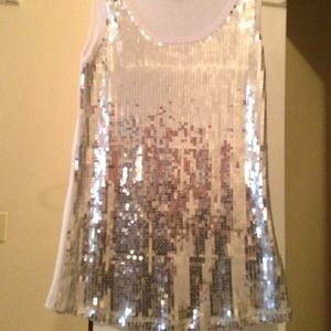 Sequin white tank top