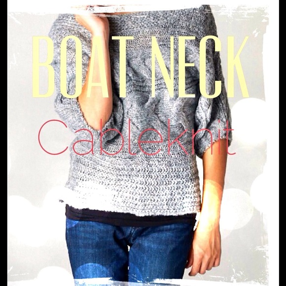 NOW AVAILABLE:grey horizontal cable knit boat neck - Picture 1 of 3