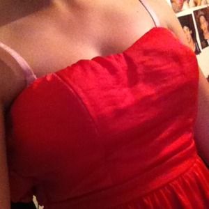 coral mid-thigh strapless dress size 9