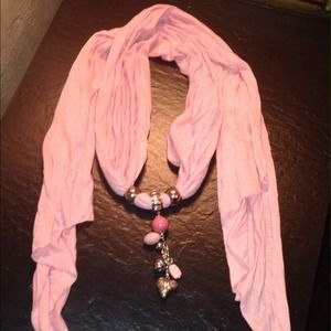 Soft Rose scarf with beaded embellishment