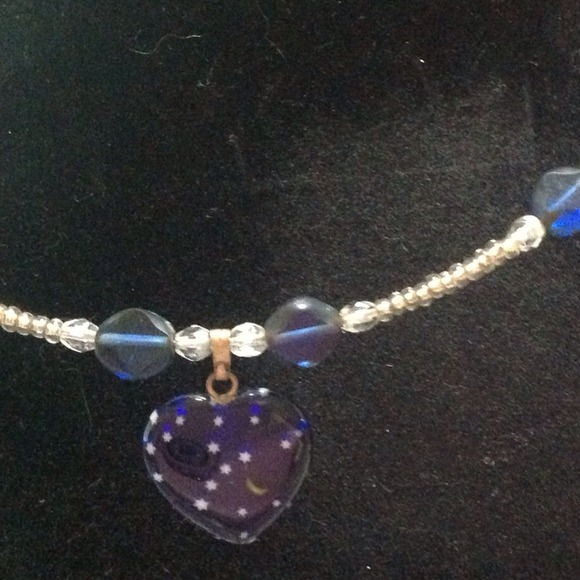 Sale! Cobalt blue silver galaxy heart necklace - Picture 2 of 2