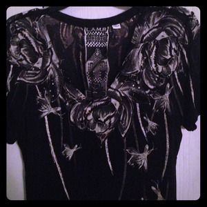 L.A.M.B Floral and Gem t-shirt