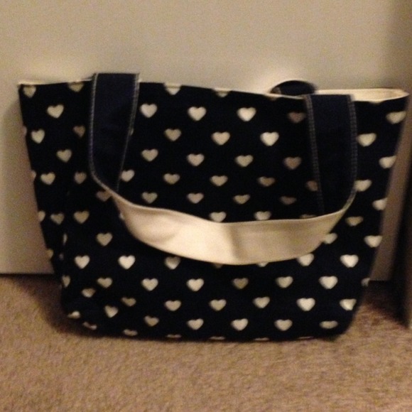 Navy and White Hearts Purse