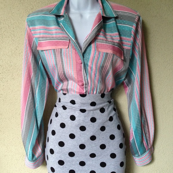 *Vintage* candy colored silk secretary blouse 🍸