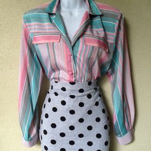 *Vintage* candy colored silk secretary blouse 🍸