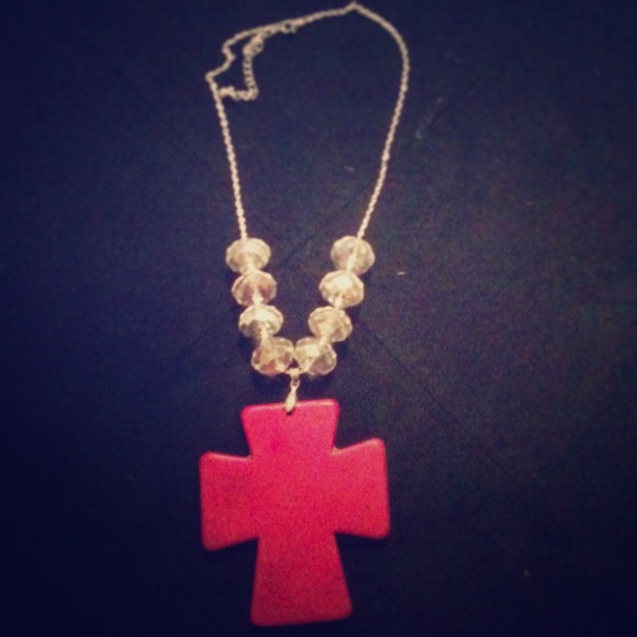 Pink cross necklace