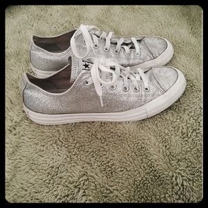 Silver glitter Converse