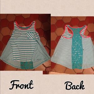 Turquoise and orange striped tank