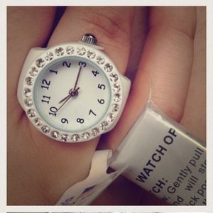 White diamond ring watch