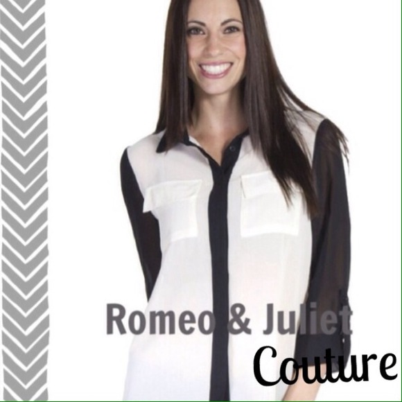 Romeo & Juliet Couture Tops - NWT R & J C Colorblock Long Sleeve Woven Blouse L