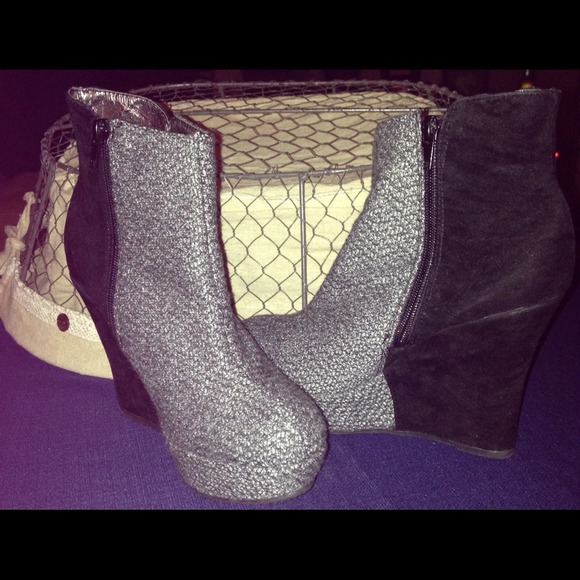 Black and Gray ankle boots.