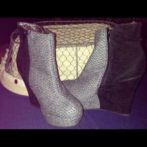 Black and Gray ankle boots.