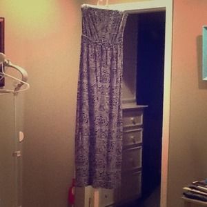 Navy and white maxi dress