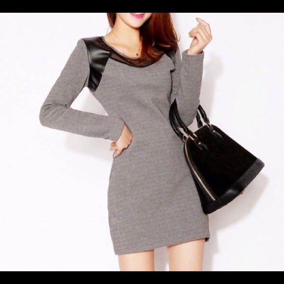 ⚡️Flash sale⚡️NWT PU Leather Long Sleeve Dress