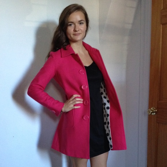 Pink Mid-Thigh Length Coat