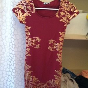 Maroon and gold dress