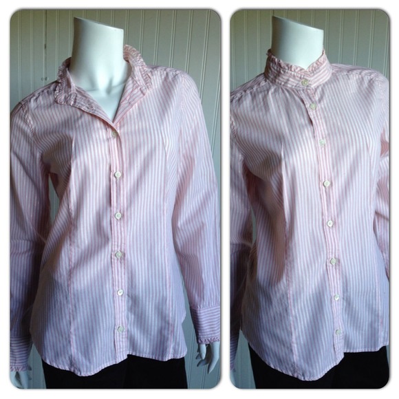 J.Crew Metallic Pink Stripe Collarless Dress Shirt