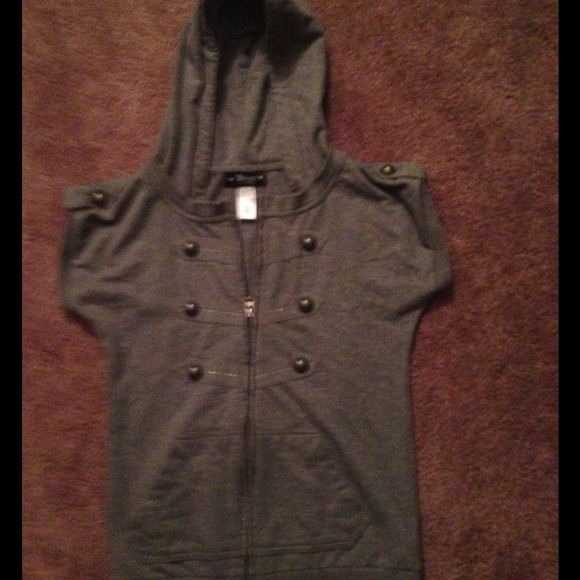 Gray zip up with hood