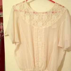 Forever sheer and lace peasant top.